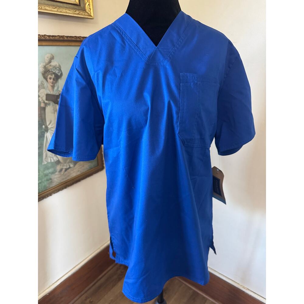 NWT Cherokee Core Stretch Scrub Top Blue Mens Small V-Neck 4743